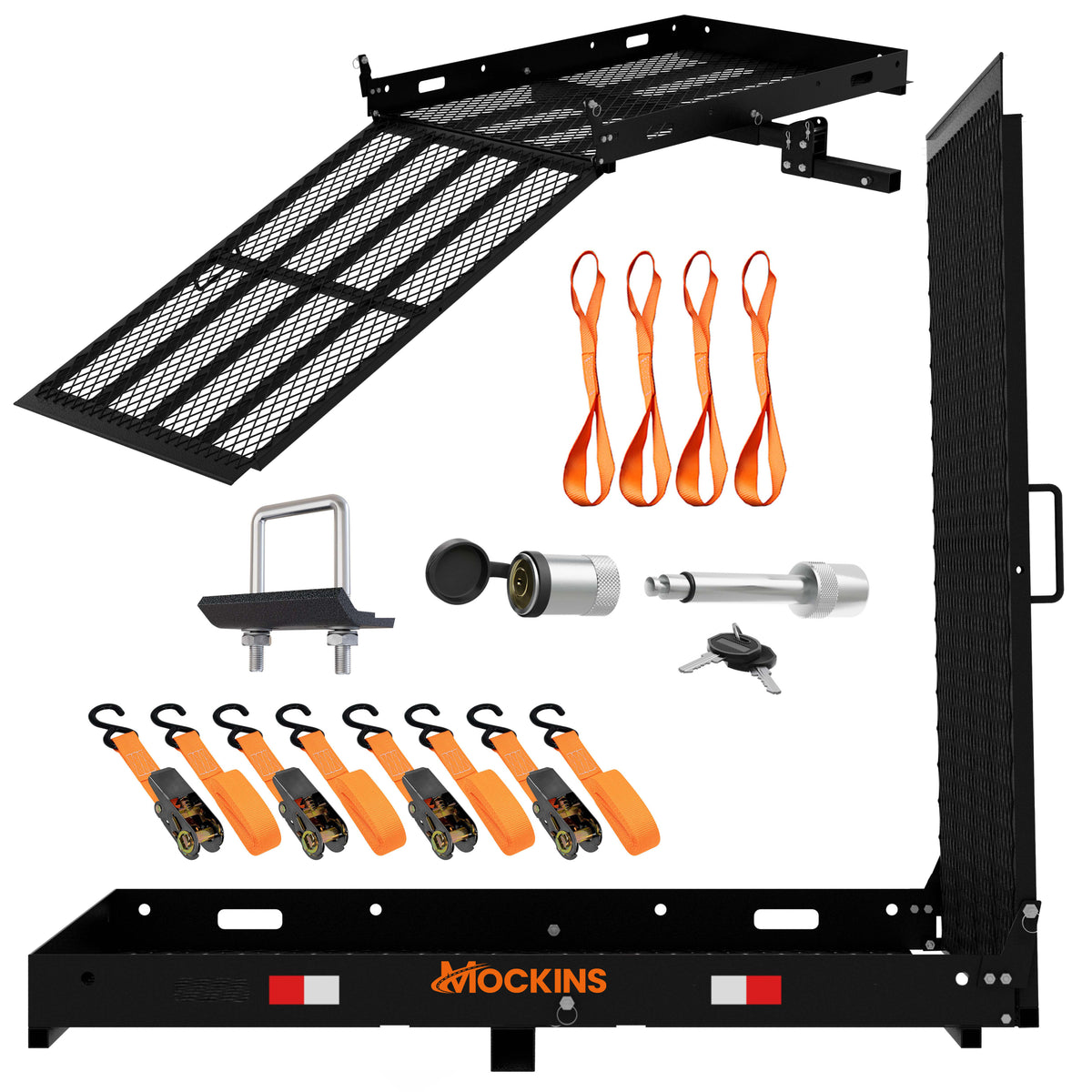 48&quot;x28.5&quot;x4.5&quot; Hitch Mount Cargo Carrier Rack with Ramp | 500 Lbs Capacity Wheelchair Carrier Basket
