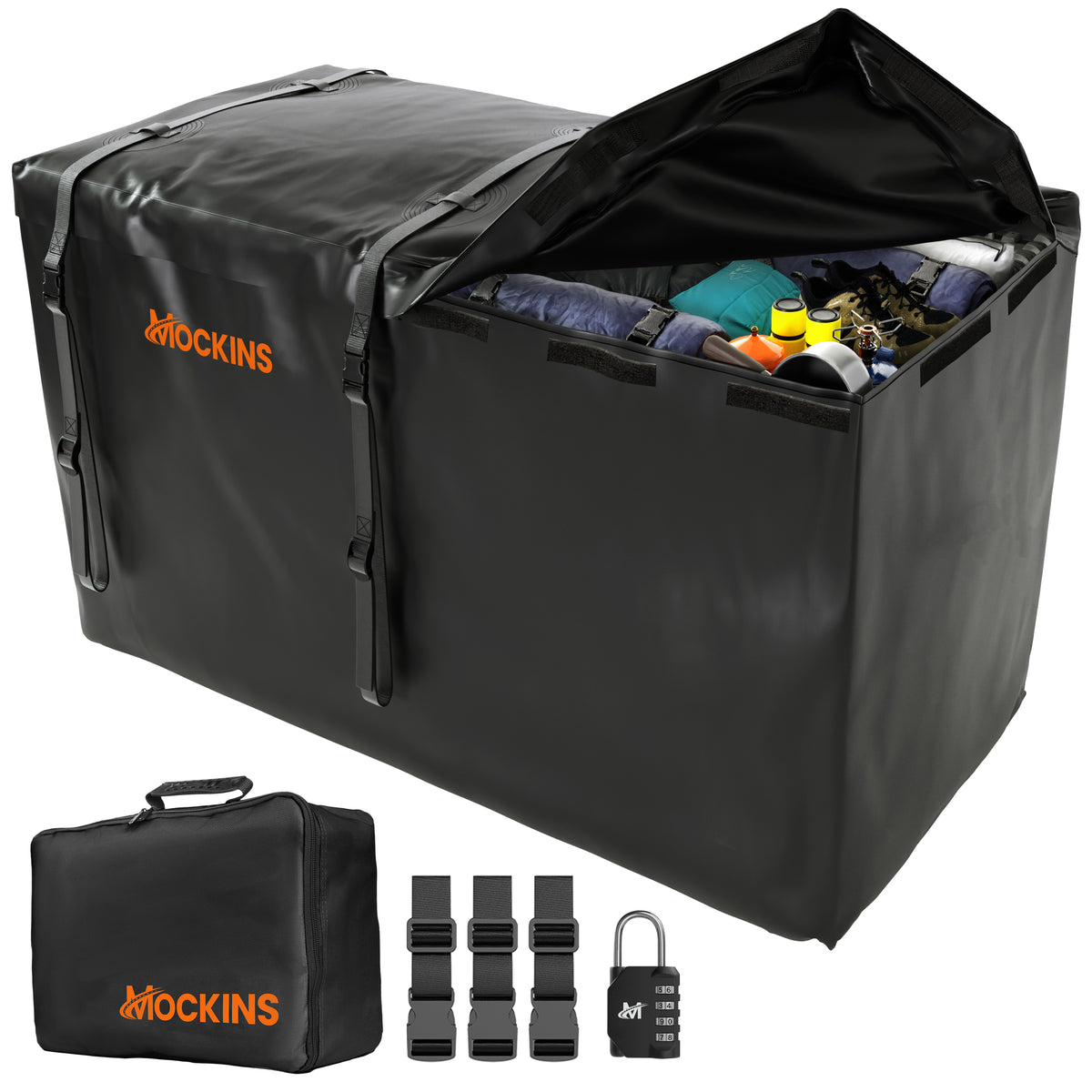 70&quot;x33&quot;x30&quot; Waterproof Cargo Bag | 40 Cu. Ft. Hitch Bag with Lock, Straps and Storage Bag