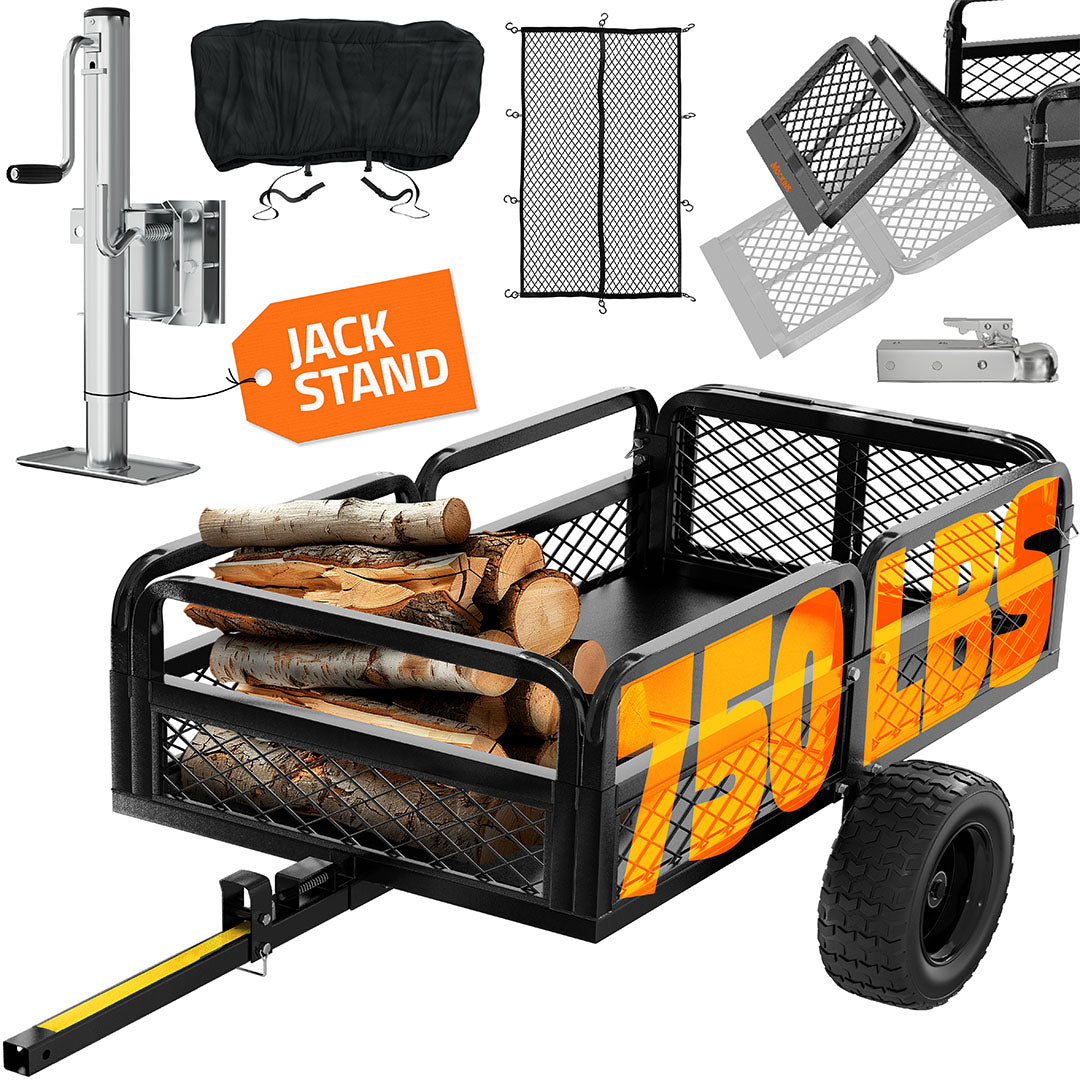55"x30"x15" Utility Trailer with Ramp & Attachable Jack Stand