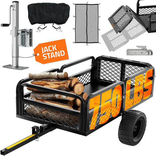55"x30"x15" Utility Trailer with Ramp & Attachable Jack Stand