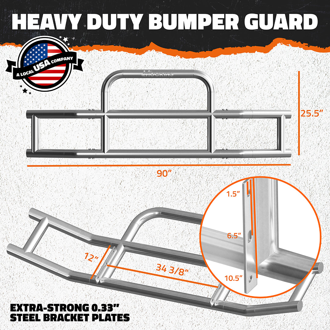 90"x11.5"x25.5" Semi Truck Front Bumper Guard
