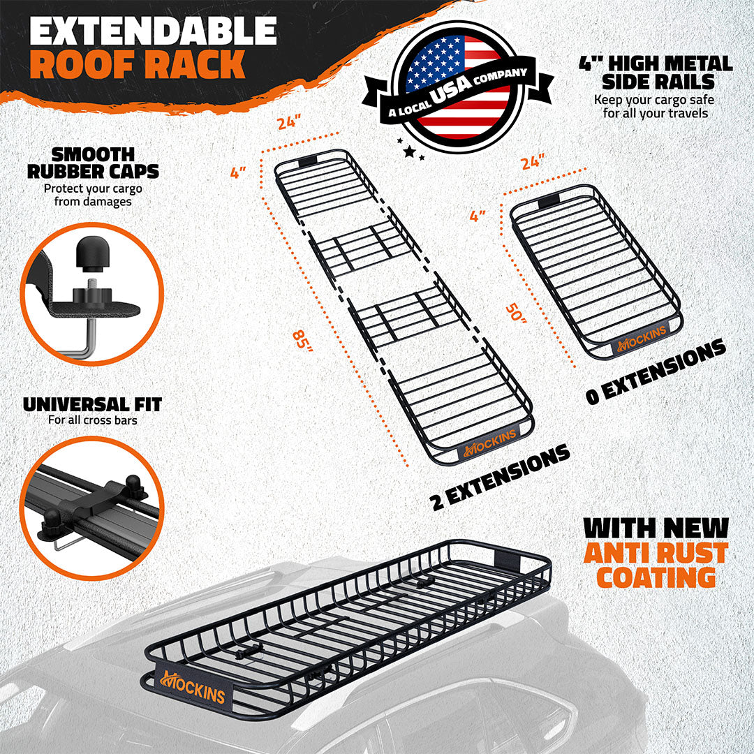 85"x24"x4" Narrow Roof Rack Carrier & 20 Cu Ft Roof Bag