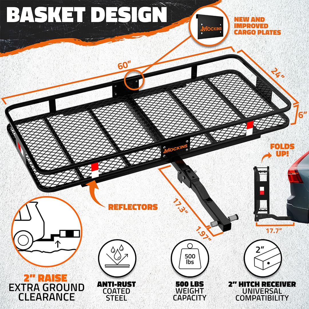 60"x24"x6" Hitch Carrier & 30 Cu Ft Cargo Bag + Packing Cubes