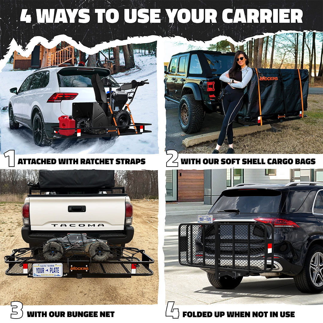 60"x20"x6" Hitch Carrier & 16 Cu Ft Cargo Bag