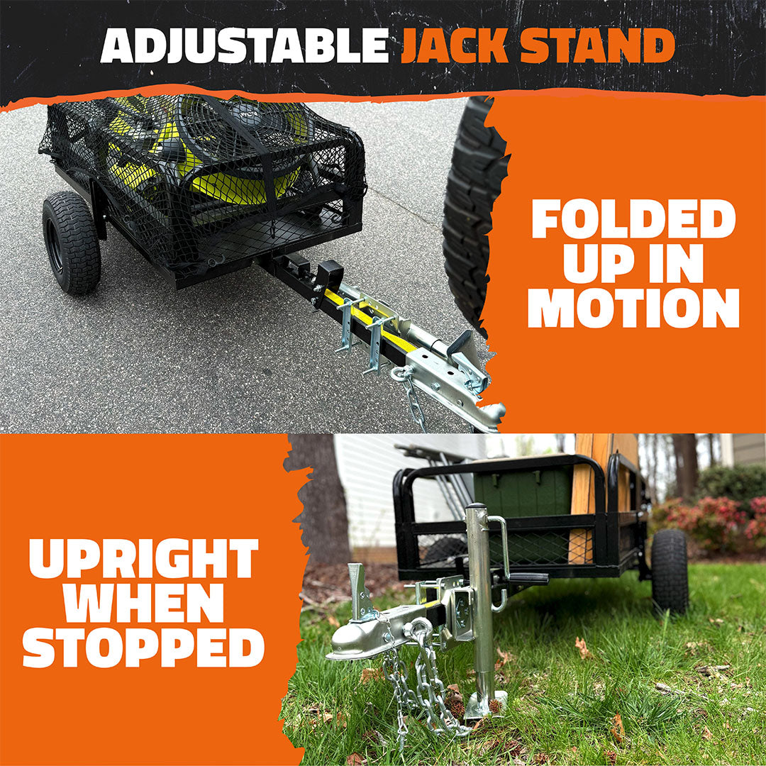55"x30"x15" Utility Trailer with Ramp & Attachable Jack Stand