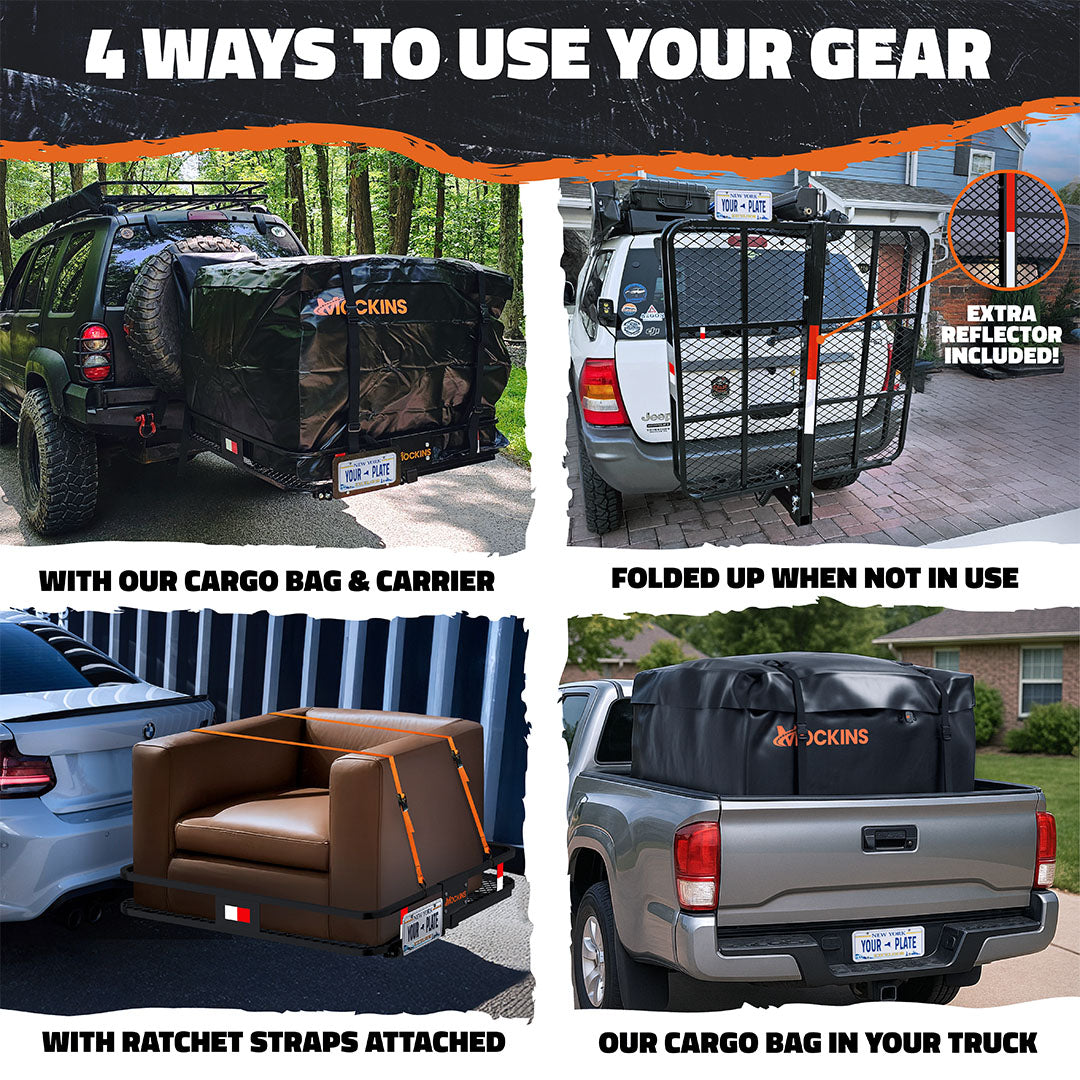40"x40"x6" Square Hitch Carrier & 30 Cu Ft Square Cargo Bag
