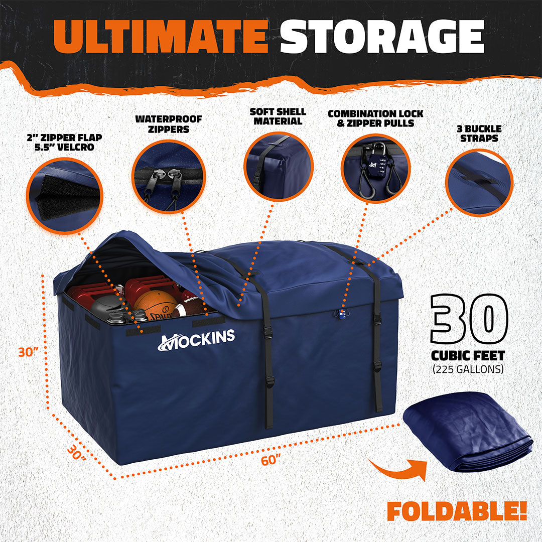 60"x30"x6" Navy Hitch Carrier & 30 Cu Ft Navy Cargo Bag