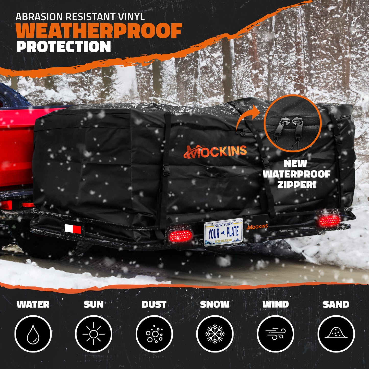 72"x36"x6" Hitch Carrier + Rear Lights & 50 Cu Ft Cargo Bag