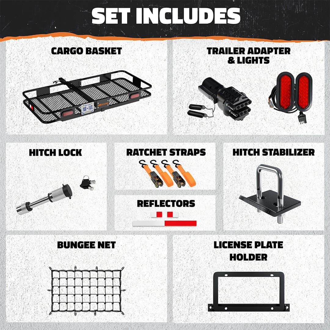 60"x20"x6" Hitch Carrier + Rear Lights