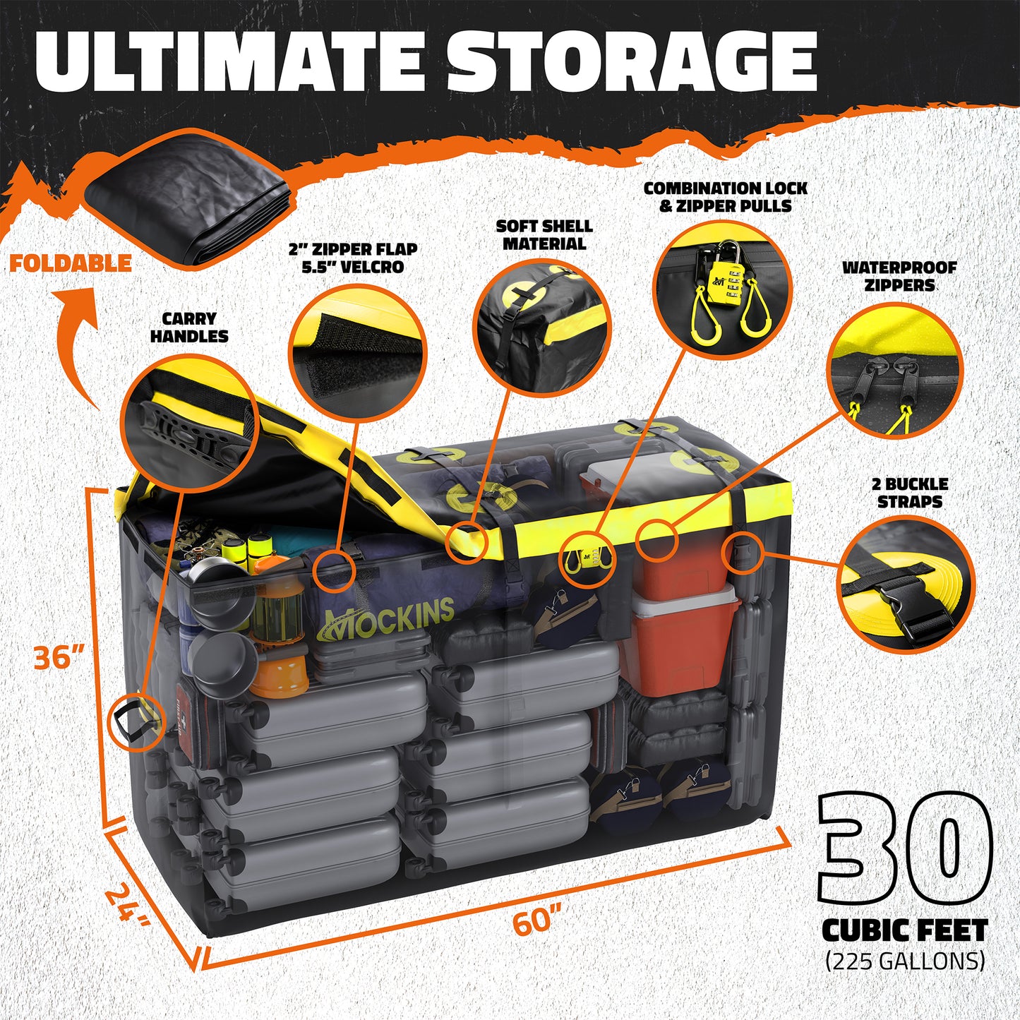 60"x24"x14" High Rail Hitch Carrier & 30 Cu Ft Cargo Bag