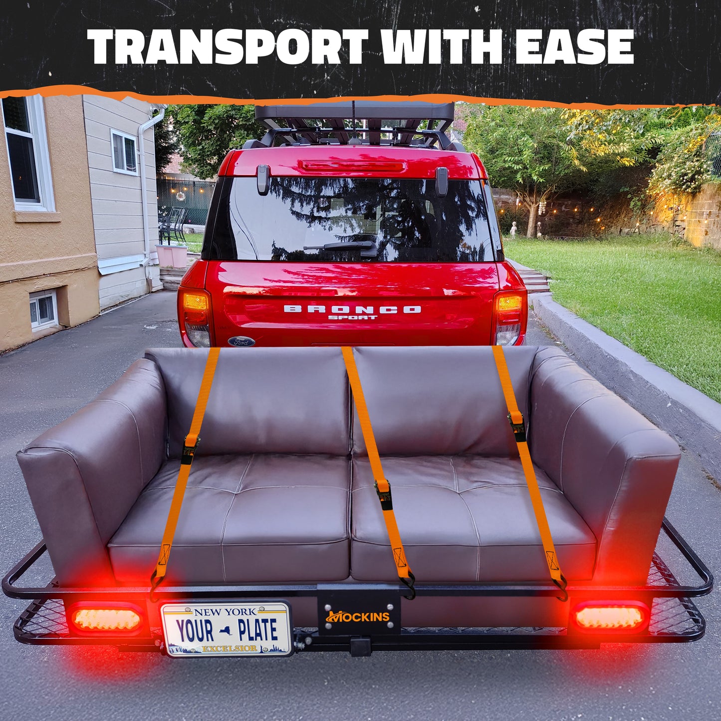 72"x36"x6" Hitch Carrier + Rear Lights & 50 Cu Ft Cargo Bag