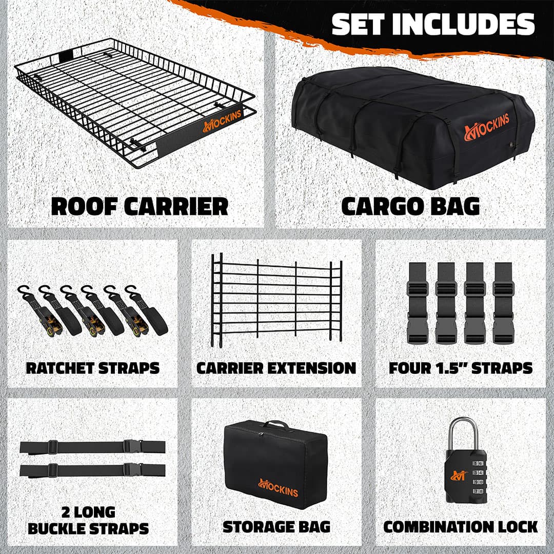 90"x50"x6" XXL Roof Carrier & 50 Cu Ft Roof Bag