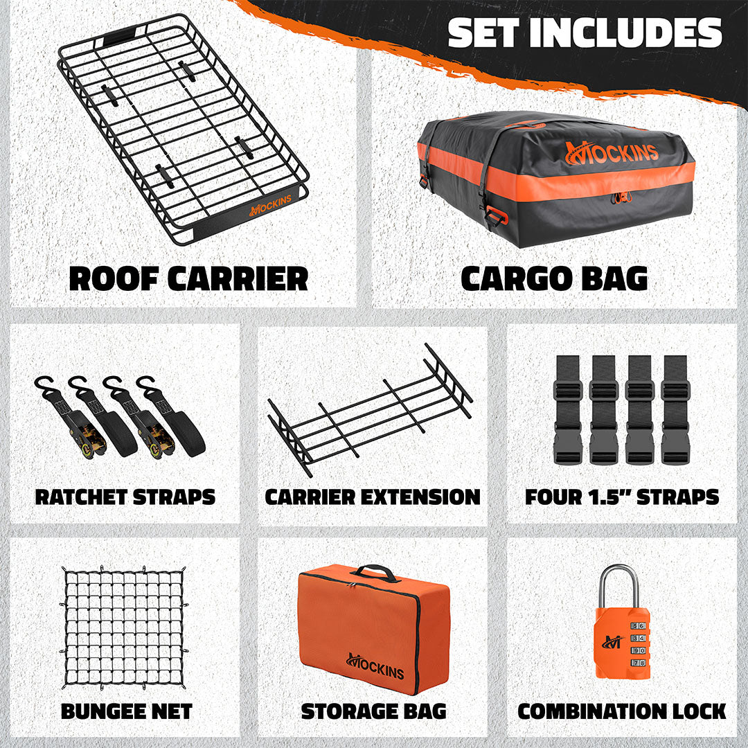 64"x39"x6" Extendable Roof Carrier & 20 Cu Ft Roof Bag