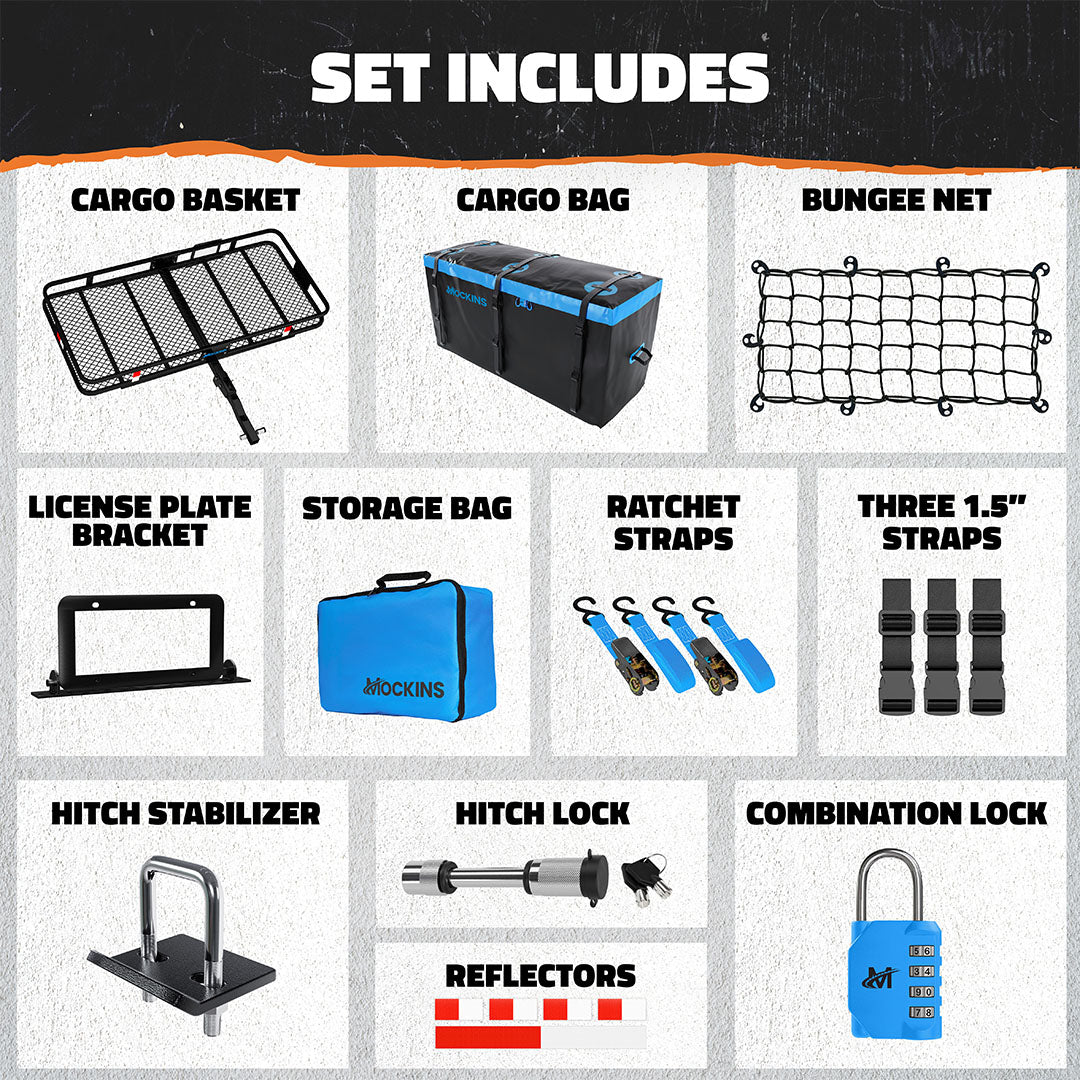 60"x24"x6" Hitch Carrier & 25 Cu Ft Cargo Bag