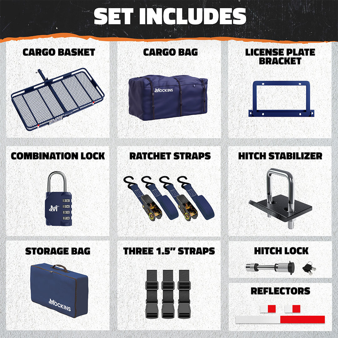 60"x30"x6" Navy Hitch Carrier & 30 Cu Ft Navy Cargo Bag