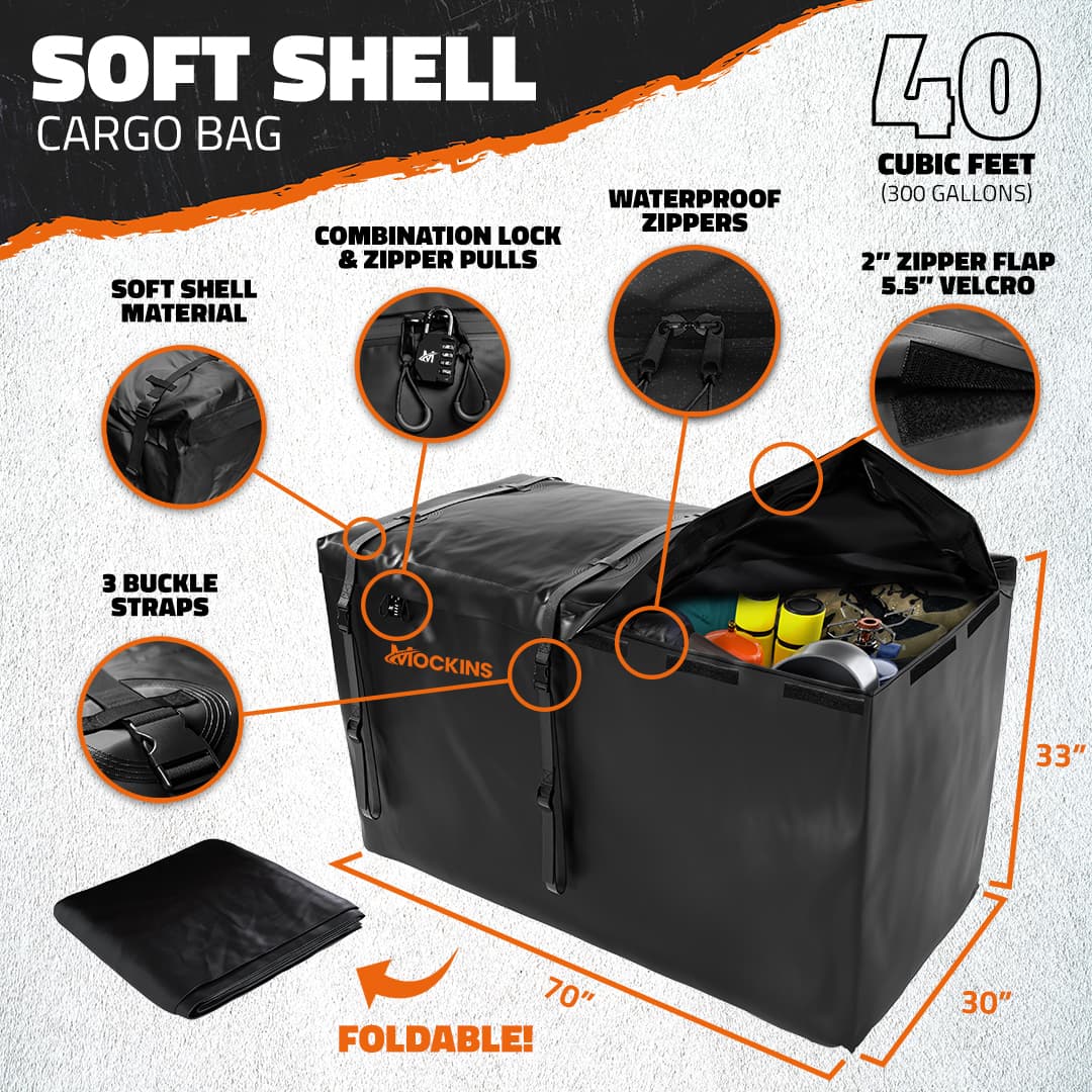 70"x30"x6" Hitch Carrier & 40 Cu Ft Cargo Bag
