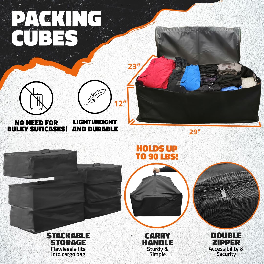 30 Cu Ft Cargo Bag 60"x24"x36" & Packing Cubes