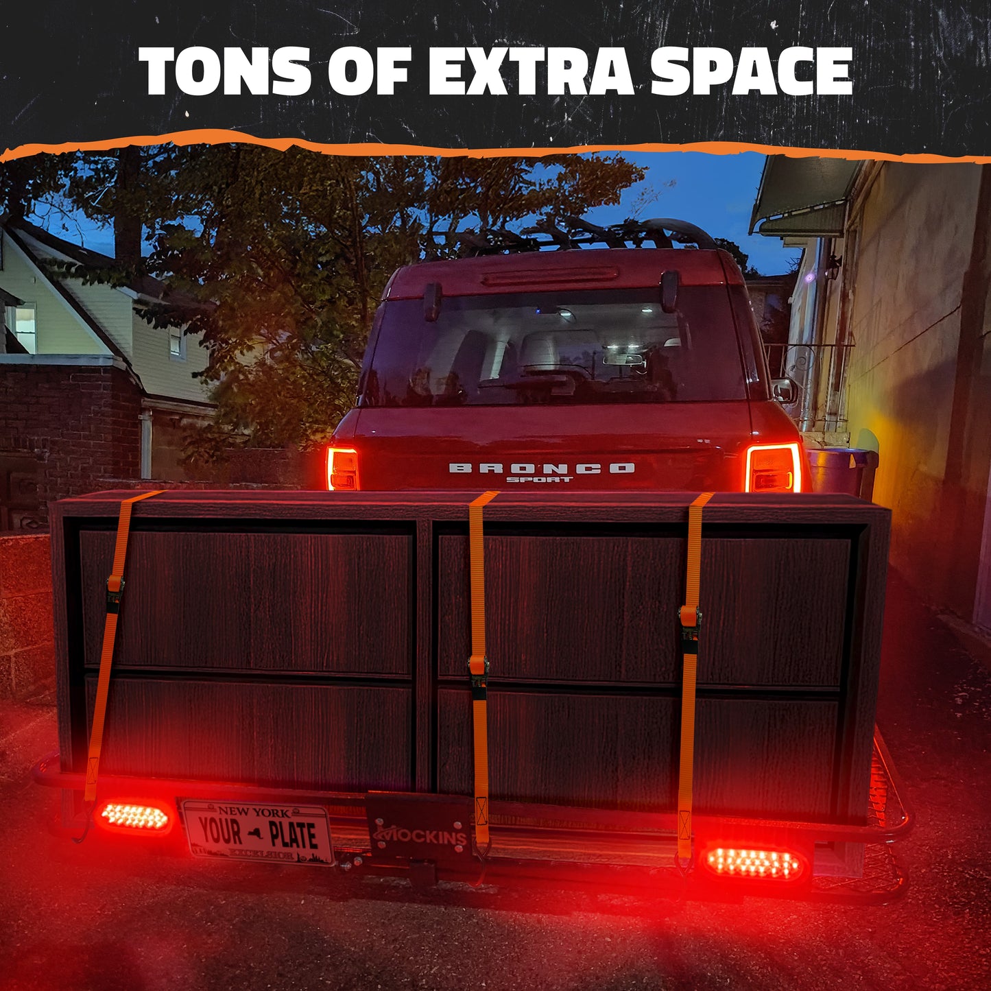 72"x36"x6" Hitch Carrier + Rear Lights