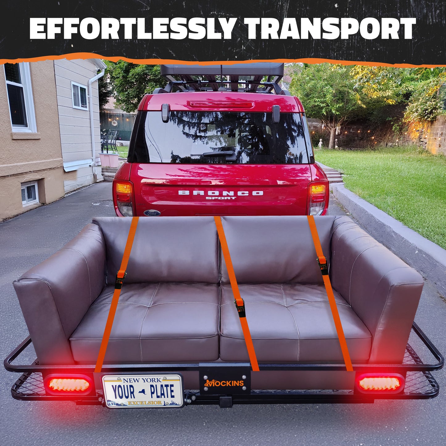 72"x36"x6" Hitch Carrier + Rear Lights