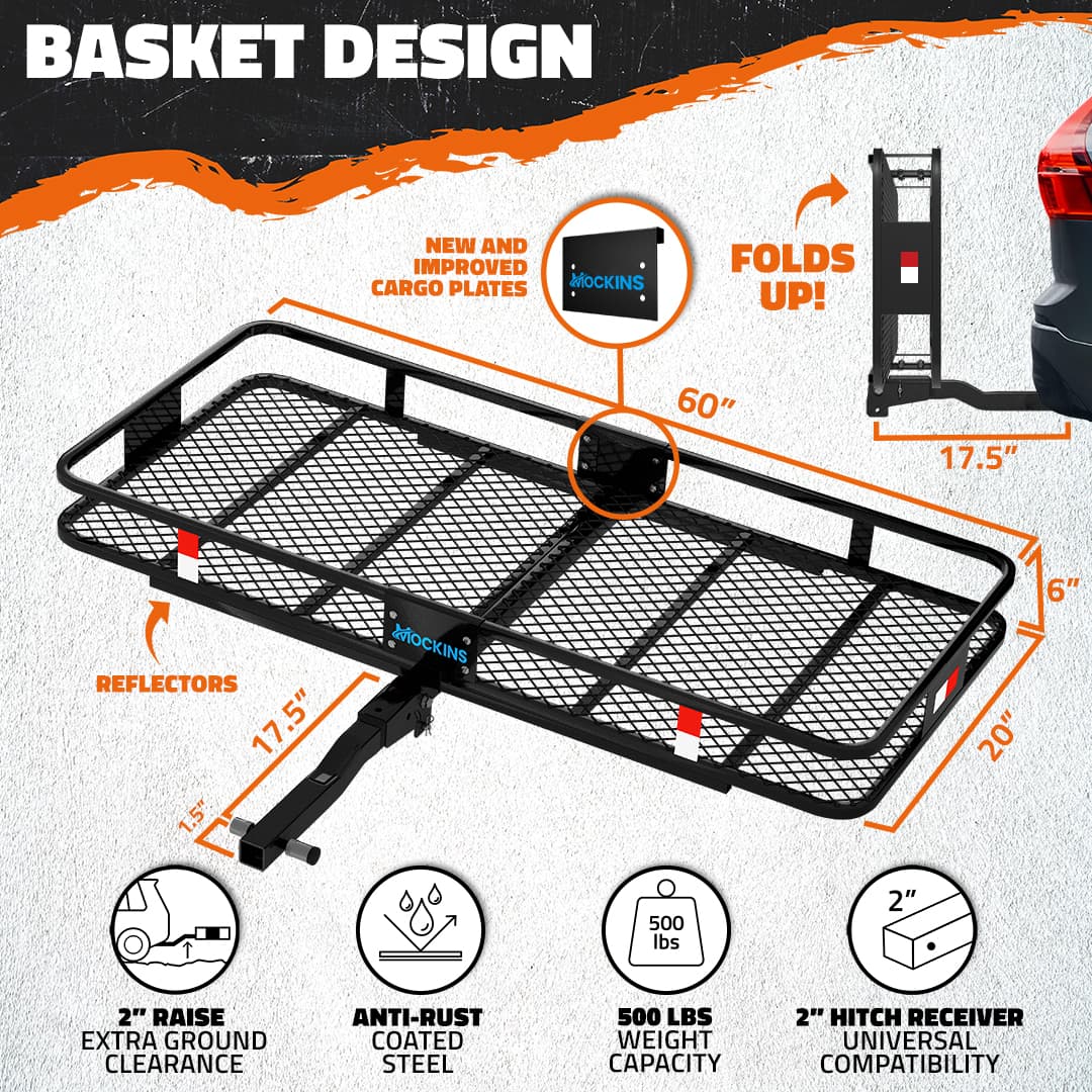 60"x20"x6" Hitch Carrier & 16 Cu Ft Cargo Bag + Packing Cubes