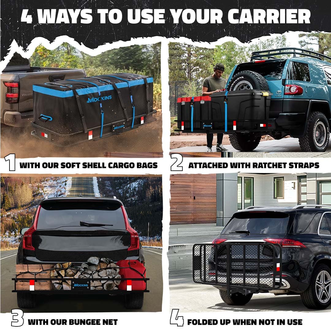 60"x20"x6" Hitch Carrier & 16 Cu Ft Cargo Bag