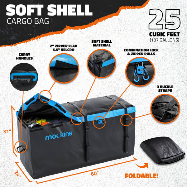 XL Hitch Mount Cargo Carrier Cargo Bag Cargo Net Ratchet Straps