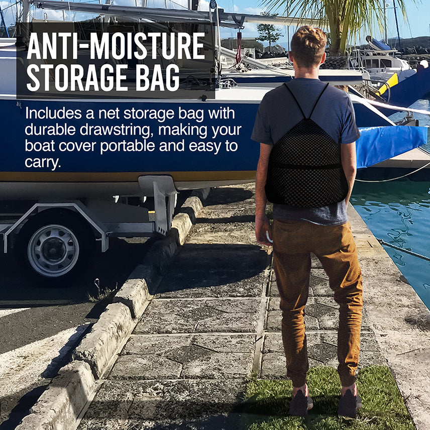 Anti Moisture Storage Bag Includes A Net Storage Bag With Durable Drawstring ,Making Your Boat Cover Portable And Easy To Carry