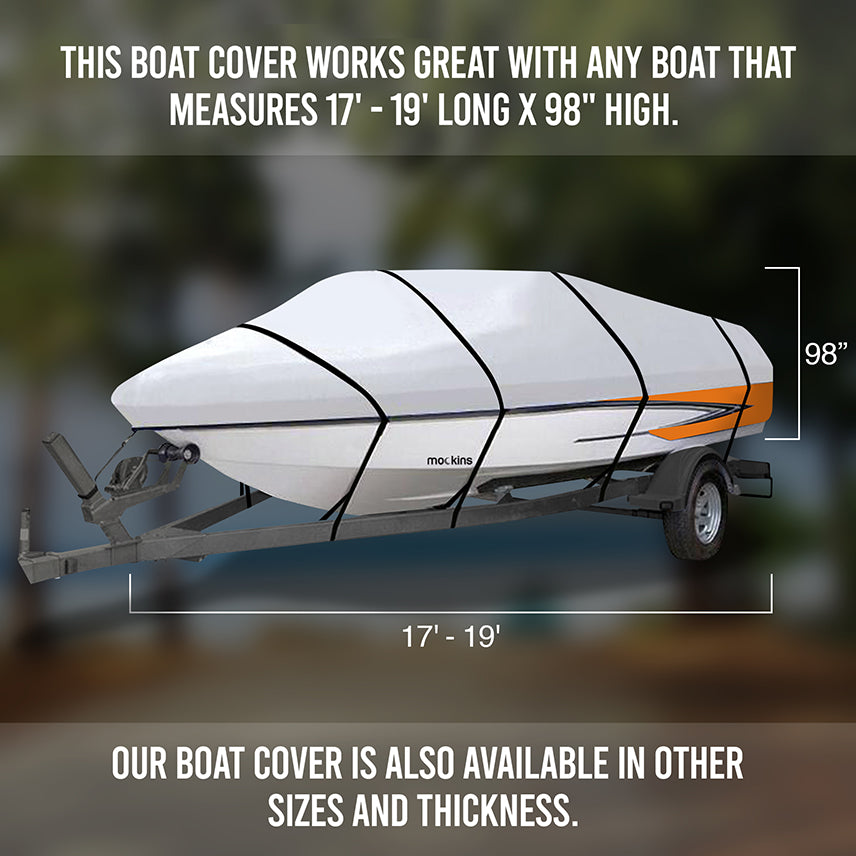 This Boat Cover Works Great With Any Boat That Measures 17&#39; - 19&#39; Long x 98&quot; High