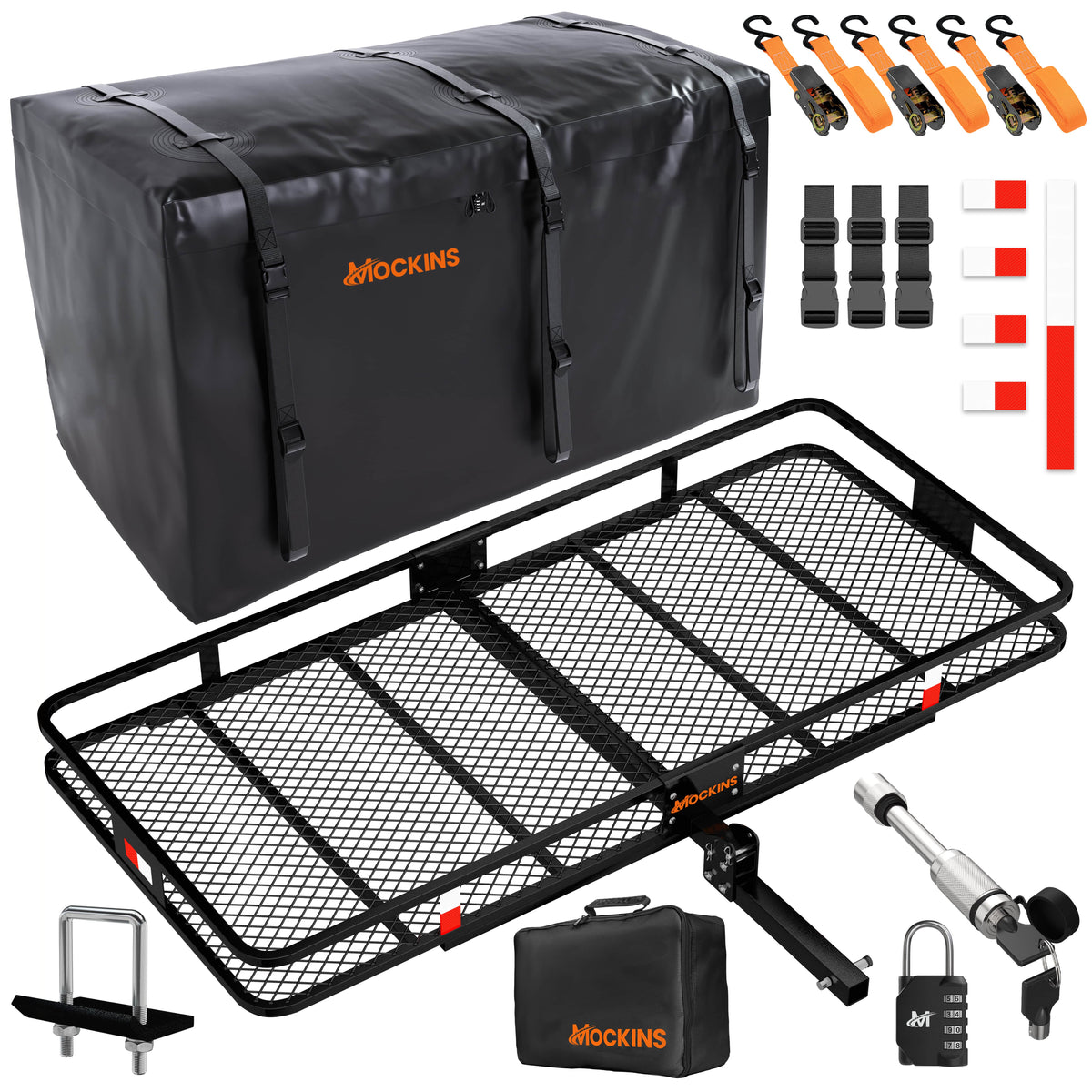 70&quot; x 30&quot;x 6&quot; Hitch Mount Cargo Carrier with Carrier Bag | 500 Lbs Capacity XXL Basket with 40 Cu.Ft. Waterproof Bag