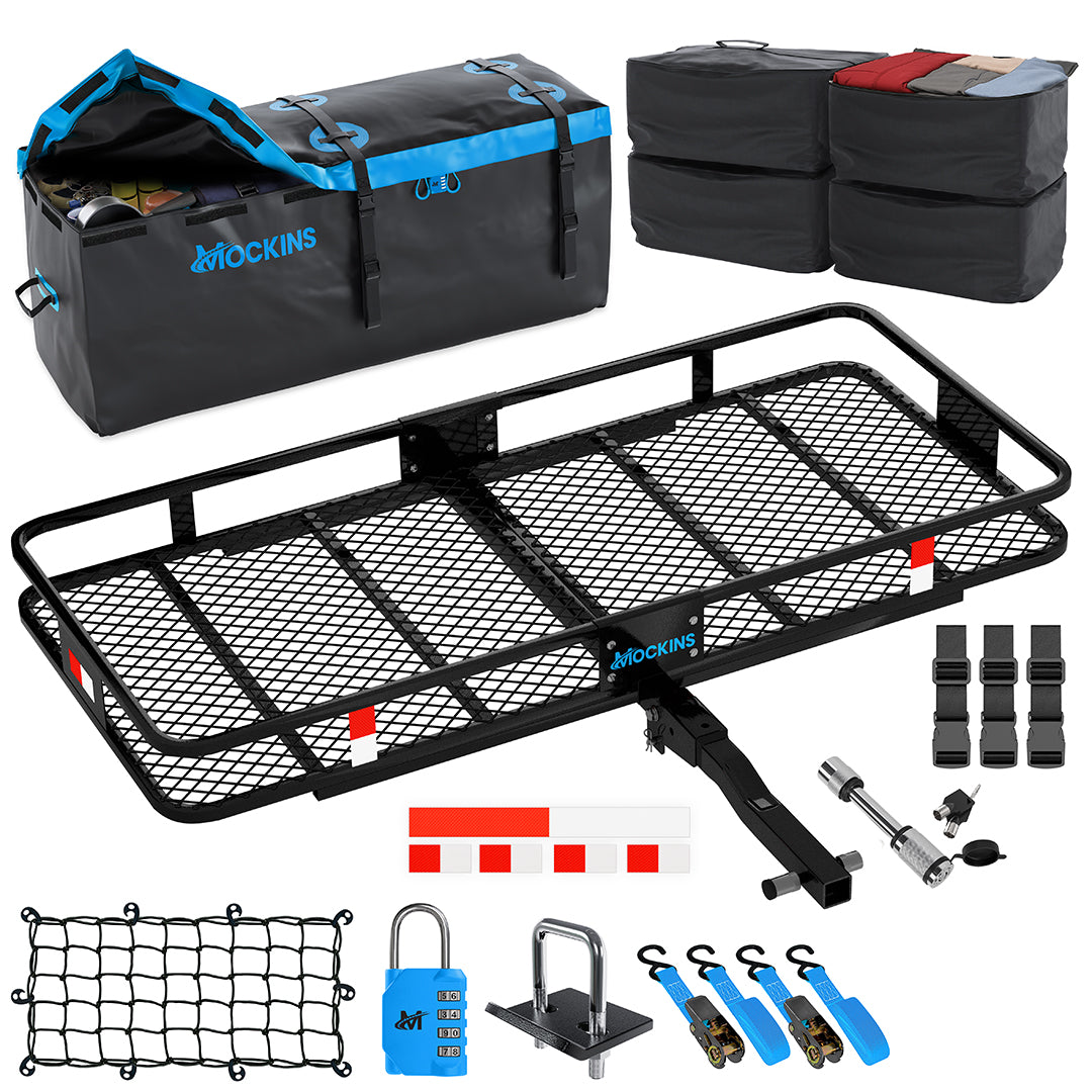 60"x20"x6" Hitch Carrier & 16 Cu Ft Cargo Bag + Packing Cubes