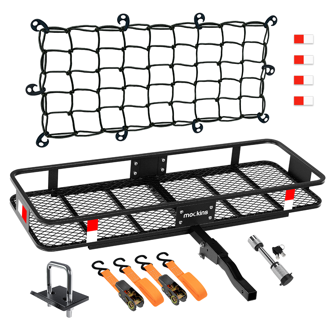60&quot;x20&quot;x6&quot; Cargo Carrier Hitch Mount | 500lbs Cap. Cargo Basket with 2&quot; Ground Clearance and Foldable Raise Arm