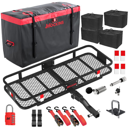 48"x18"x6" Hitch Carrier & 15 Cu Ft Cargo Bag + Packing Cubes