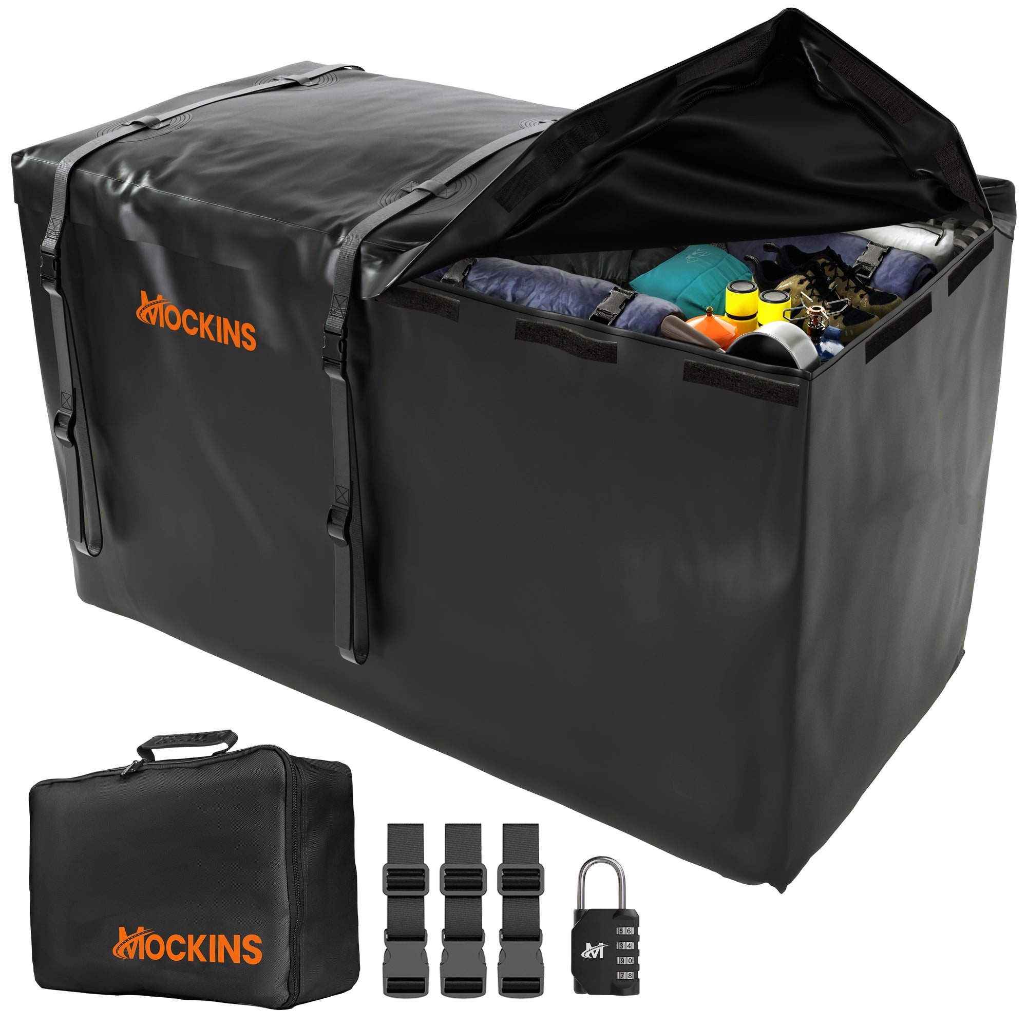 70"x33"x30" Waterproof Cargo Bag | 40 Cu. Ft. Hitch Bag with Lock, Straps and Storage Bag