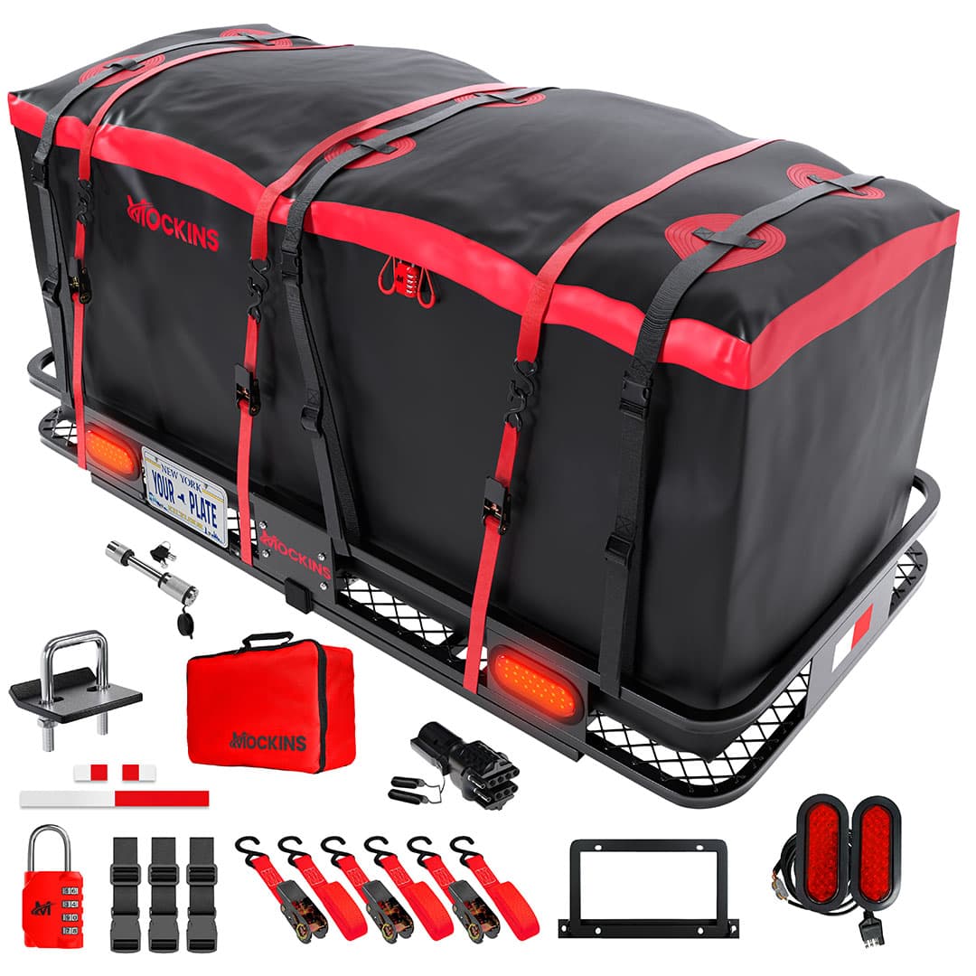 70"x30"x6" Hitch Carrier + Rear Lights & 40 Cu Ft Cargo Bag