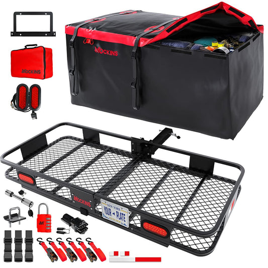 70"x30"x6" Hitch Carrier + Rear Lights & 40 Cu Ft Cargo Bag