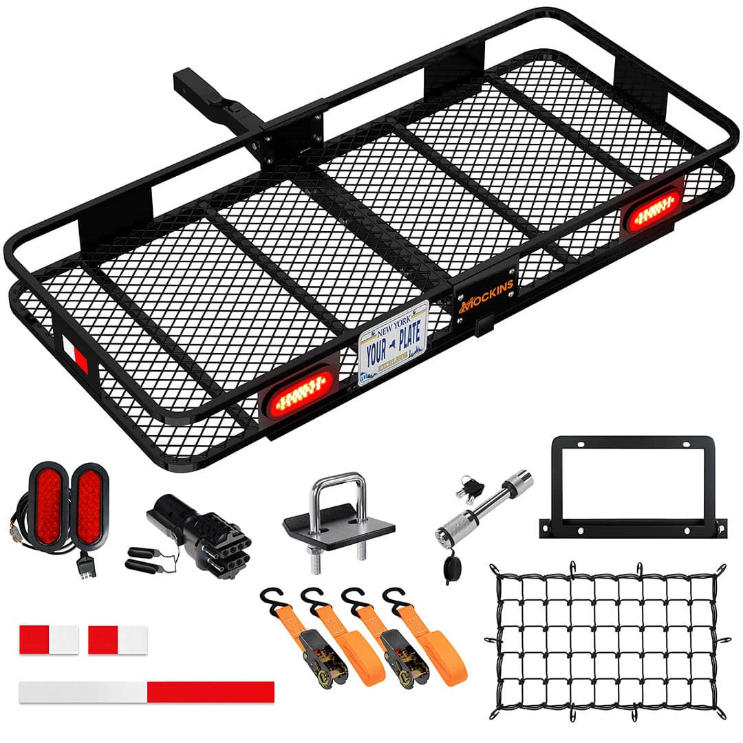 60"x20"x6" Hitch Carrier + Rear Lights