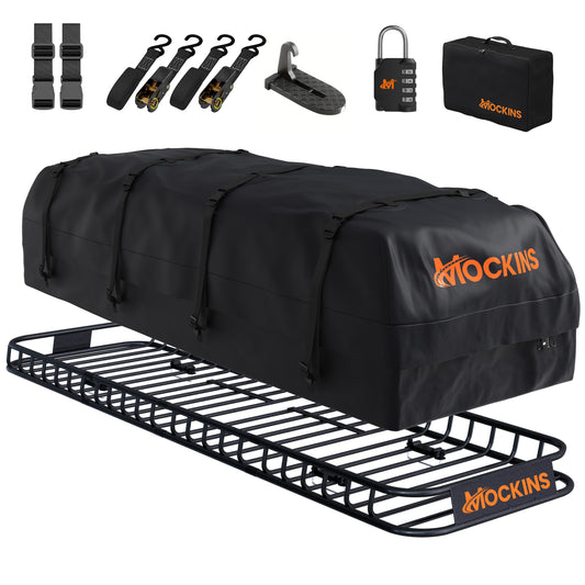 85"x24"x4" Narrow Roof Rack Carrier & 20 Cu Ft Roof Bag
