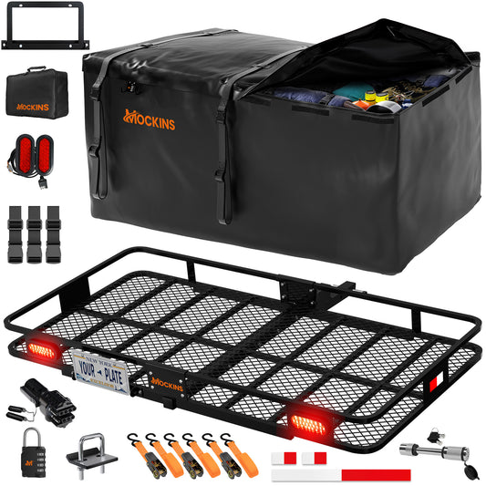 72"x36"x6" XXL Hitch Carrier + Rear Lights & 50 Cu Ft Cargo Bag