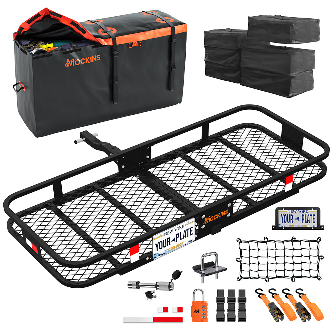 60"x24"x6" Hitch Carrier & 30 Cu Ft Cargo Bag + Packing Cubes