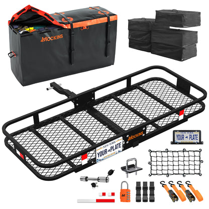60"x24"x6" Hitch Carrier & 30 Cu Ft Cargo Bag + Packing Cubes