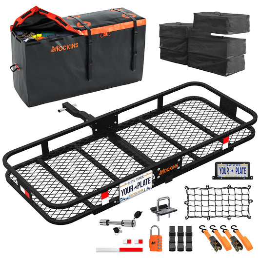 60"x24"x6" Hitch Carrier & 30 Cu Ft Cargo Bag + Packing Cubes