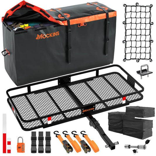 60"x24"x6" Hitch Carrier & 30 Cu Ft Cargo Bag + Packing Cubes