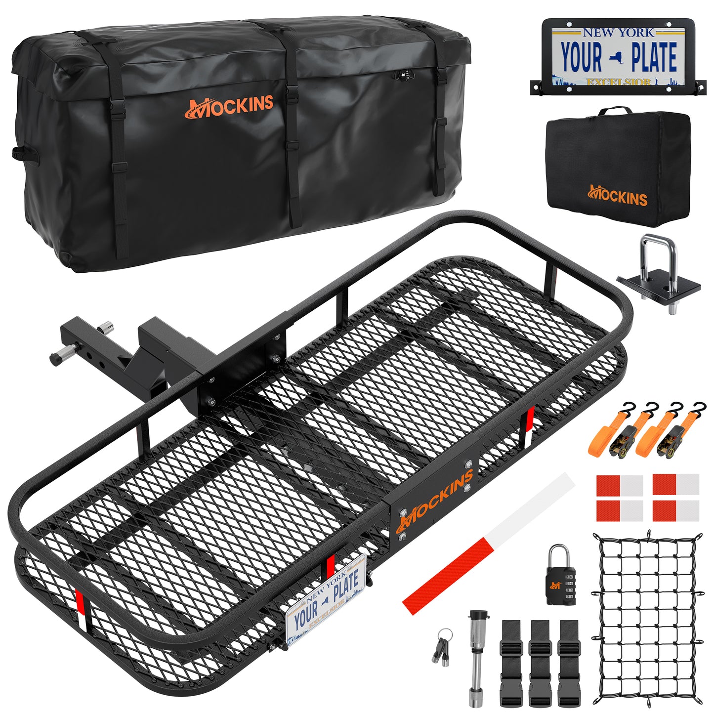 60"x20"x6" Hitch Carrier with 6" Shank Rise & 20 Cu Ft Cargo Bag