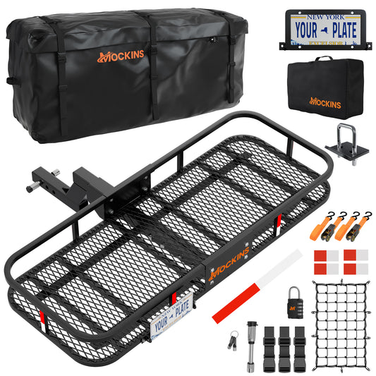 60"x20"x6" Hitch Carrier with 6" Shank Rise & 20 Cu Ft Cargo Bag