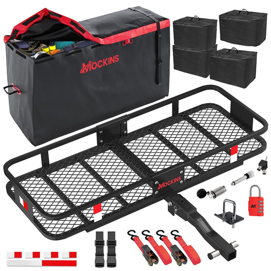 48"x18"x6" Hitch Carrier & 15 Cu Ft Cargo Bag + Packing Cubes