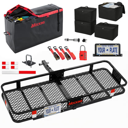 48"x18"x6" Hitch Carrier & 15 Cu Ft Cargo Bag + Packing Cubes
