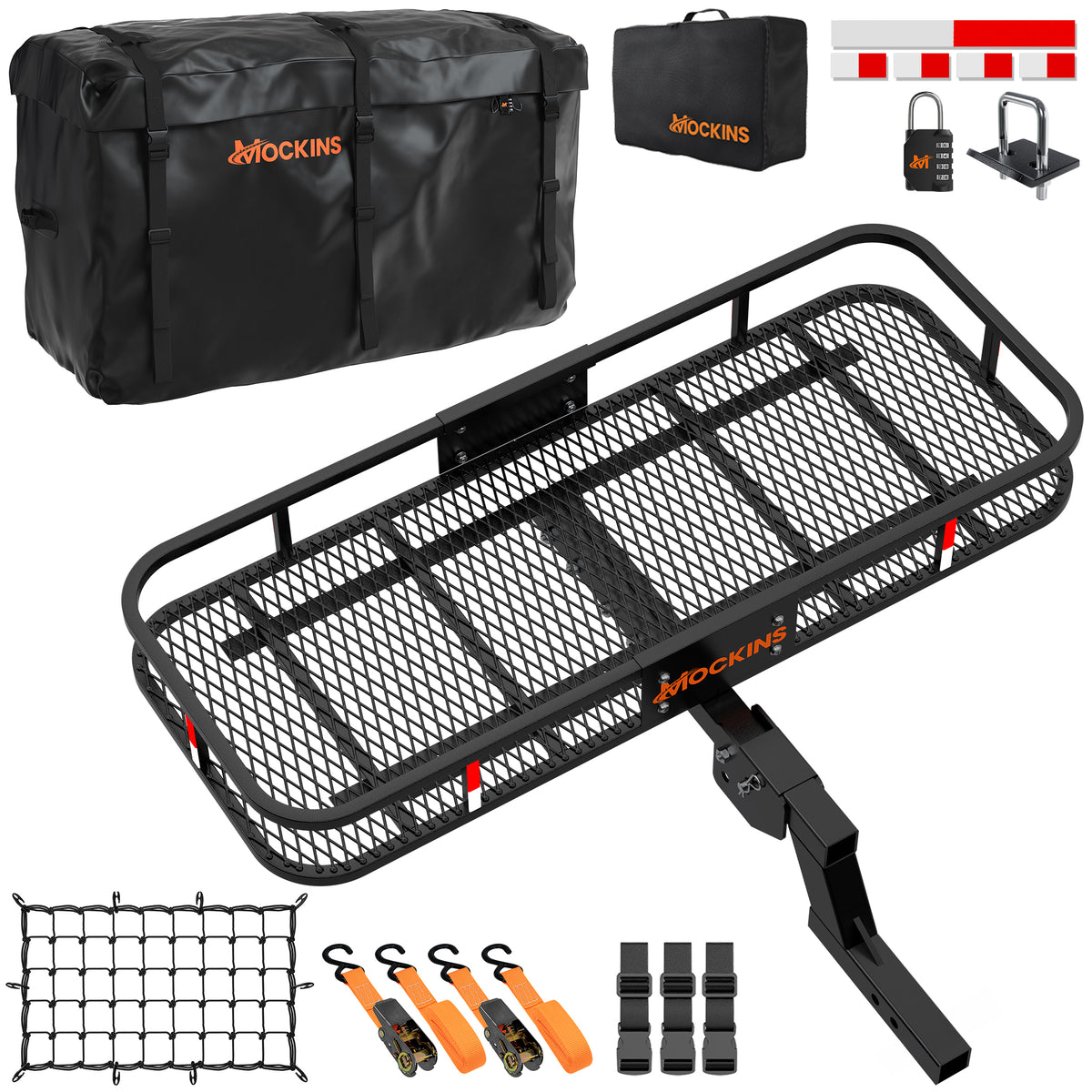 50"x20"x6" Hitch Carrier with 6" Shank Rise & 18 Cu Ft Cargo Bag