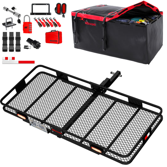 70"x30"x6" XL Hitch Carrier + Rear Lights & 40 Cu Ft Cargo Bag