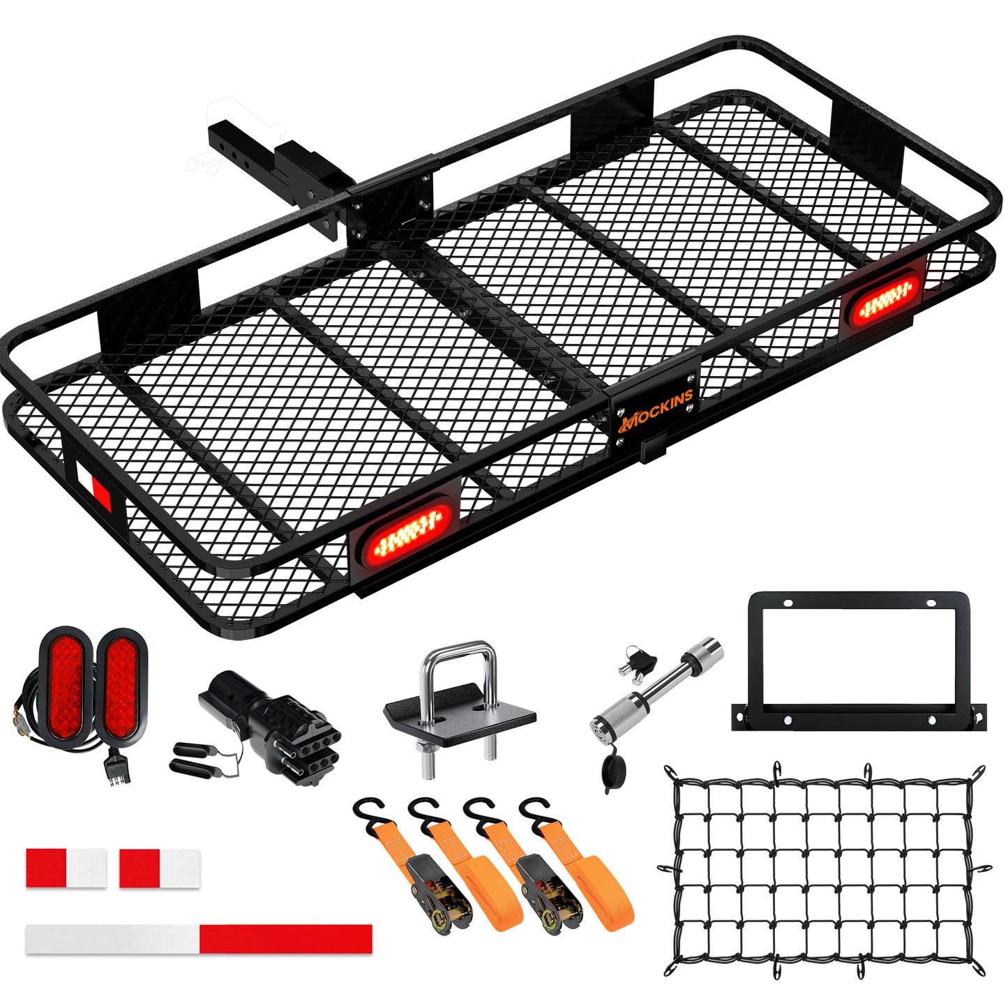 60"x20"x6" Hitch Carrier + Rear Lights