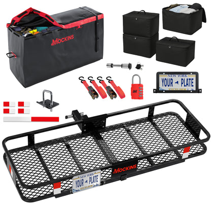 48"x18"x6" Hitch Carrier & 15 Cu Ft Cargo Bag + Packing Cubes